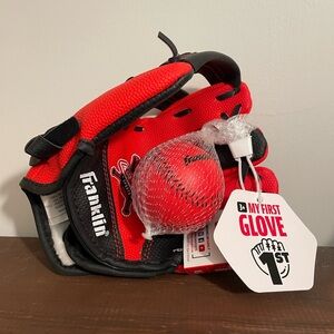 Red Kids Teeball and Glove Set